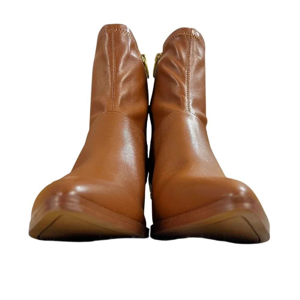 Franco Sarto Sammi Side Zipper Ankle Brown Faux Leather Boots Womens‎ Size 6M